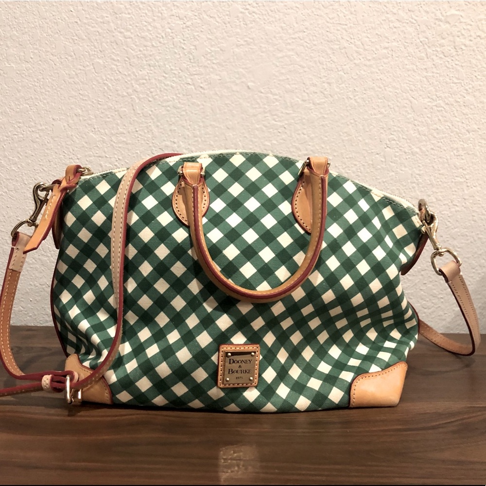 Dooney & Bourke green gingham satchel